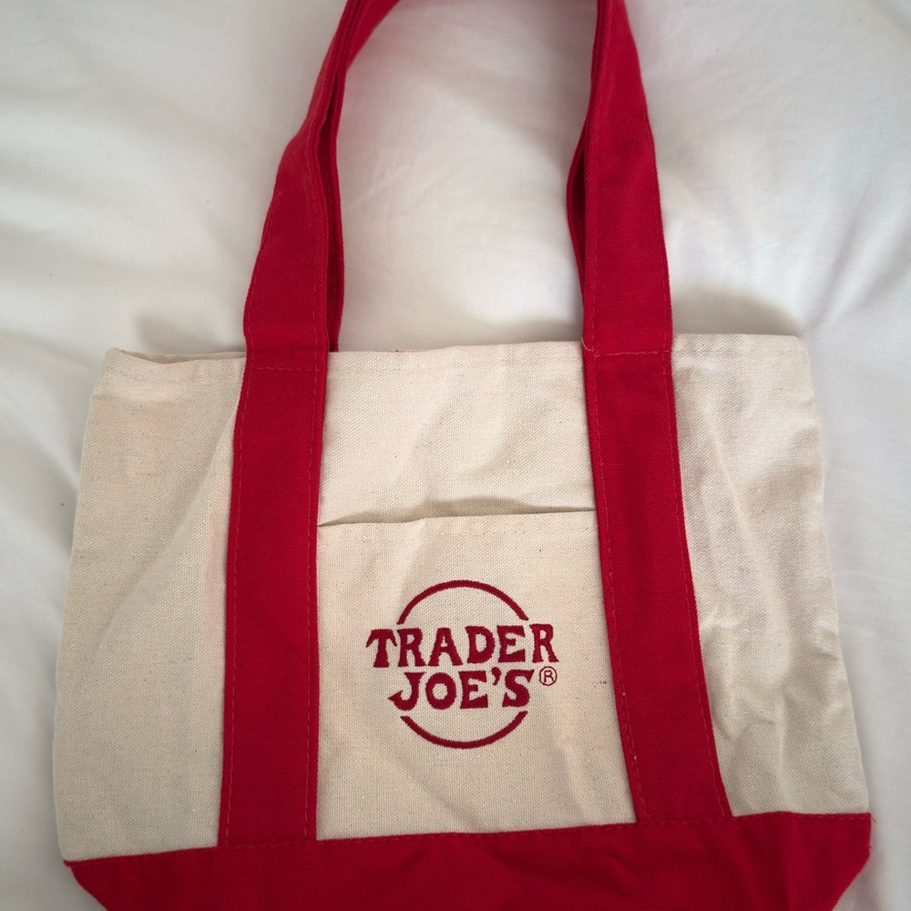 Red and Cream Trader Joe's Mini Tote Bag